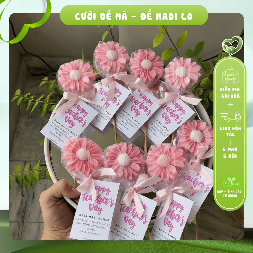Combo 5 cây sáp thơm hoa cúc kèm tag - sỉ từ 20 câylàm quà tặng tốt nghiệp, tiệc cưới, sự kiện, quà cảm ơn mini