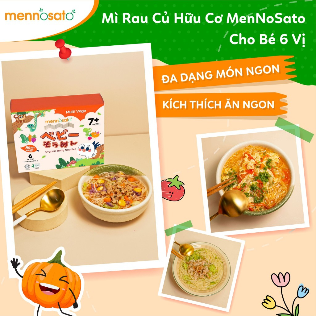 Mì Ăn Dặm Hữu Cơ Mennosato Malaysia 200g – Cho Bé Từ 7 Tháng Tuổi