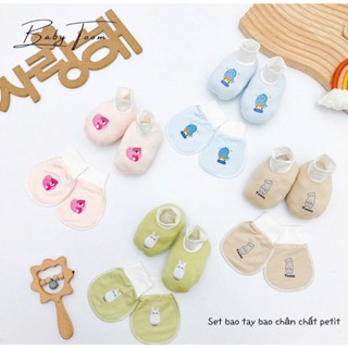 SET 01 ĐÔI BAO TAY + 01 ĐÔI BAO CHÂN PETIT THUN LẠNH CAO CẤP, PHONG CÁCH HÀN QUỐC MỚI NHẤT, mềm mịn mát cho bé đến 5kg