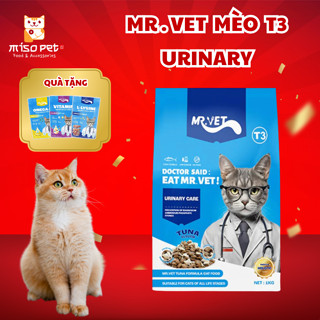 Thức ăn cho mèo MRVET dạng hạt T3 mới 1KG hỗ trợ cải thiện đường tiết niệu cho mèo