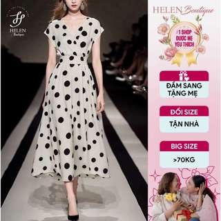 Đầm suông xòe nhẹ họa tiết chấm bi nhã nhặn, mát mẻ - Anita Dress - Helen Boutique