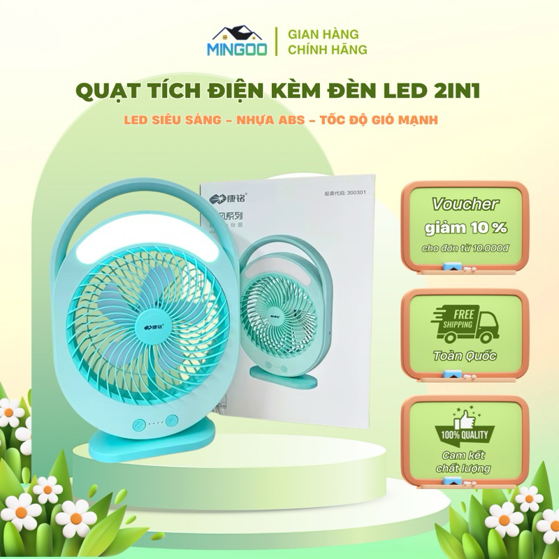 Quạt Sạc Tích Điện Kèm Đèn LED☘️FREESHIP☘️ , 3 chế độ gió đèn led tiện và lợi dùng khi mất điện vừa mát vừa chiếu sáng | BigBuy360 - bigbuy360.vn