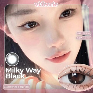 Kính áp tròng (lens) đen tự nhiên 1 tháng MILKY WAY BLACK đủ độ cận-VF Lens