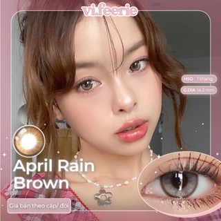   HOT DOUYIN  Kính áp tròng  lens  nâu giãn tròng 14.5mm 1 tháng APRIL RAIN BROWN đủ độ cận-VF Lens 