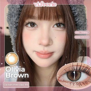 Kính áp tròng (lens) nâu trầm 1 tháng OLIVIA BROWN đủ độ cận-VF Lens