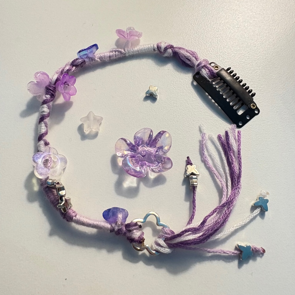 Hairwrap tone tím, hairclip, kẹp phụ kiện trang trí tóc