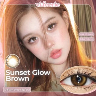  Kính áp tròng  lens  ombre nâu hổ phách 1 tháng SUNSET GLOW BROWN đủ độ cận-VF Lens 