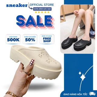   Full Box  Sục Nữ _GucGi Dép Sục cao su đúc Đế Độn cao cấp Tăng Chiều Cao 5cm Có Hỗ Trợ Đổi Size 