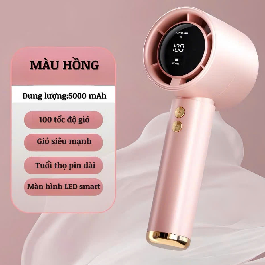 Quạt Cầm Tay FENITE 100 Tốc Độ Gió Có Màn Hình Led Hiển Thị Dung Lượng Pin 10000 MHA