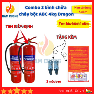 [CÓ TEM KIỂM ĐỊNH] Combo 2 bình chữa cháy bột ABC 4kg tặng bộ nội quy tiêu lệnh