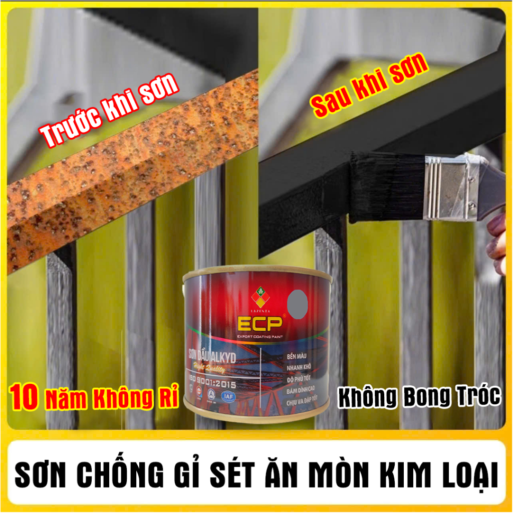 Sơn Chống Han Rỉ, Gỉ Sét, Chống Cháy ECP Lazenta 600ml - Dùng cho bề mặt Sắt, Thép, Tấm Lợp, Lan Can