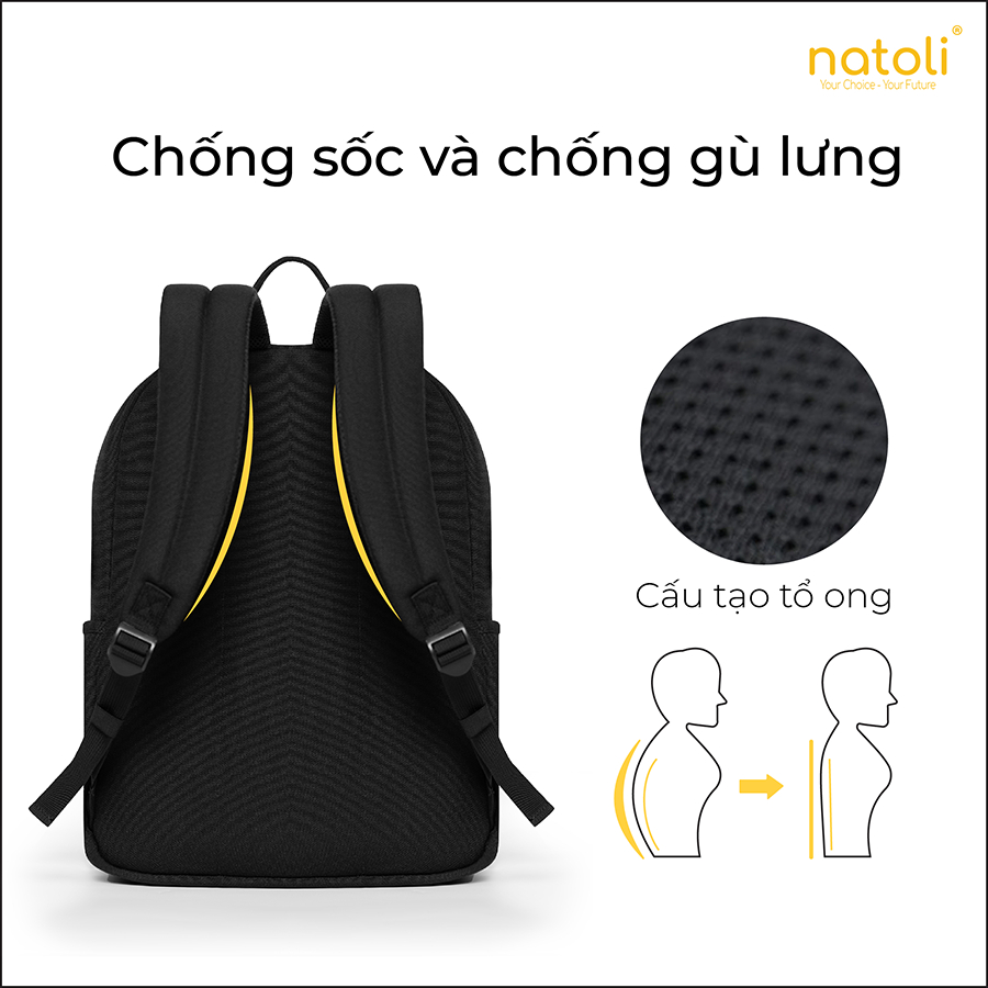 Balo đi học nam nữ thương hiệu NATOLI nhiều ngăn chống nước tốt - Basic Backpack B2 | BigBuy360 - bigbuy360.vn