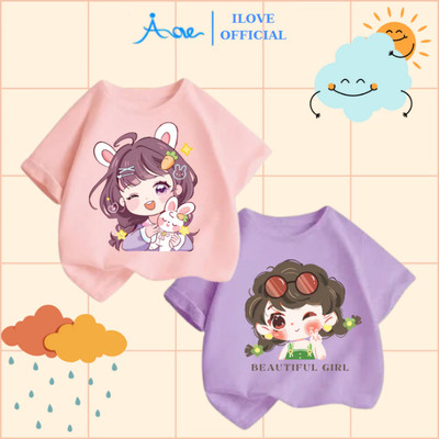 [MỚI] Áo thun cộc tay cho bé gái AORE, áo phông cộc tay in hình Em bé dễ thương chất COTTON mềm mịn, thoáng mát 9-35kg