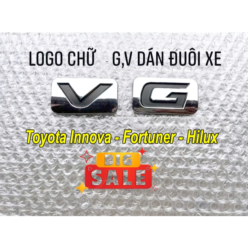 Logo Chữ V & G Dán Sau Xe Toyota Innova - Fortuner - Hilux - Tem Chữ V & Dán Đuôi Xe Toyota