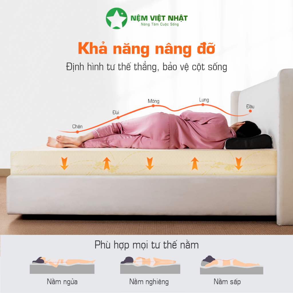 Nệm Foam Cao Cấp Việt Nhật Latex Gold - Đàn Hồi Nâng Đỡ Vượt Trội  - Bảo Hành 12 Năm - Đầy Đủ Kích Thước | BigBuy360 - bigbuy360.vn