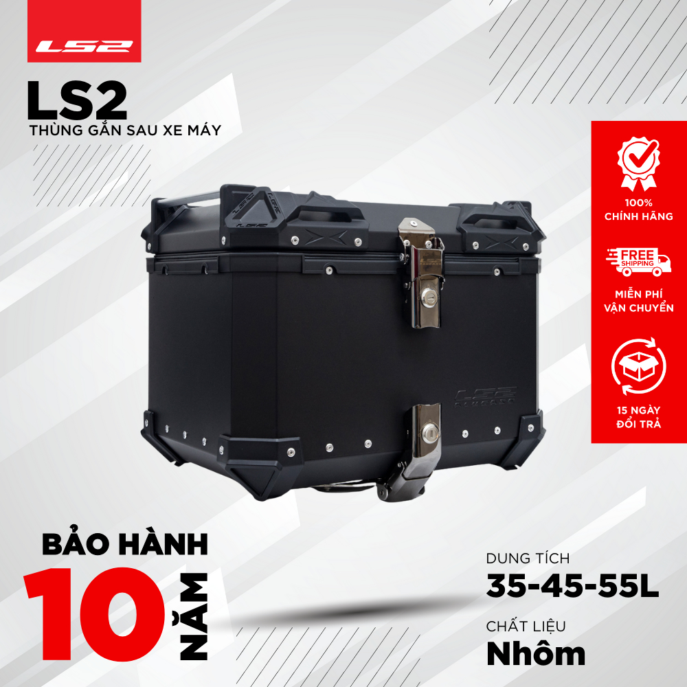 Thùng Nhôm Gắn Sau Xe Máy LS2 ALUCASE – Bền Bỉ, Chống Nước, Bảo Hành 10 Năm [Chính Hãng]