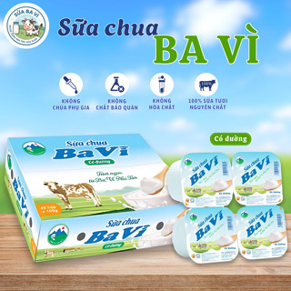 Sữa chua Ba Vì có đường từ sữa tươi lên men tự nhiên thơm ngon hấp dẫn thùng 24 hộp, 48 hộp