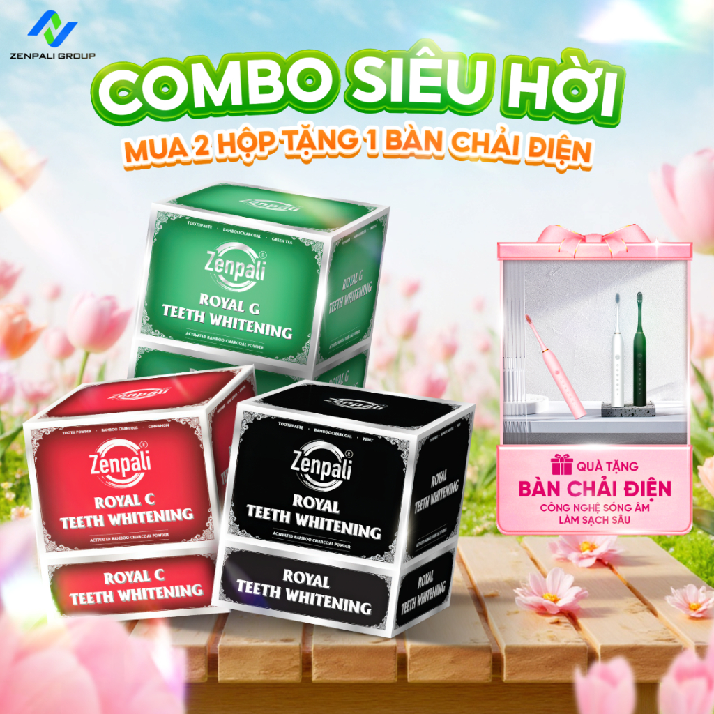 Bột than Tre Hoạt Tính Trắng Răng Royal Zenpali Trắng Răng Mua 2 hộp TẶNG bàn chải điên