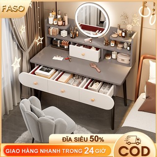 FASO Bàn Trang Điểm Hàn Quốc Có Gương LED Thông Minh Thiết Kế Hiện Đại Chân Bàn Chắc Chắn Sang Trọng