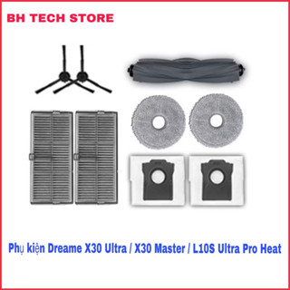 Bộ Phụ kiện Dreame X30 Ultra / X30 Master.Gồm : Chổi  chính / Chổi cạnh / Lọc bụi / Túi rác / Khăn lau .