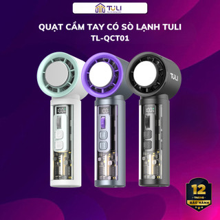  Quạt Tích Điện Gió Mạnh 100 Cấp Độ TULI TL-QCT01 Có Sò Lạnh Cầm Tay Pin 3000 mAh Kèm Dây Treo 