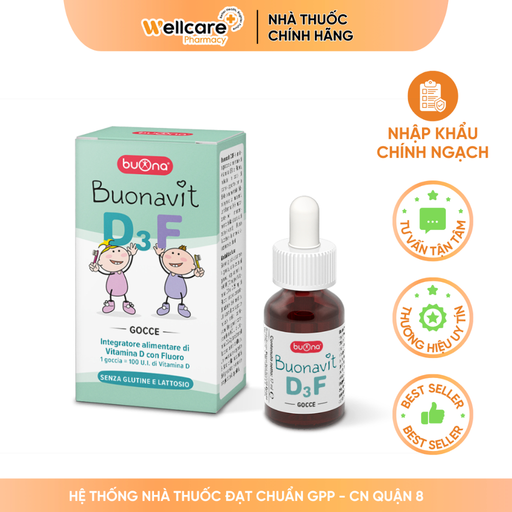 [✨SALE DATE T3/2026] Siro Buonavit D3F - Lọ 12ml bổ sung Vitamin D3 và Fluor cho trẻ sơ sinh và trẻ 