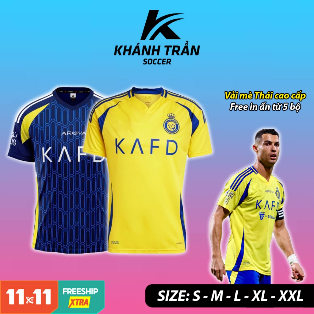 Bộ Áo Bóng Đá CLB AL-Nassr, Vải Mè Thái Cao Cấp, Áo Đá Banh Al-Nassr Mùa 24/25 Mới Nhất, Khánh Trần 
