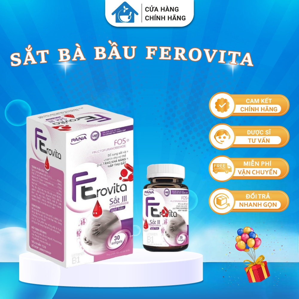 [CHÍNH HÃNG] Sắt bầu FEROVITA - Viên uống bổ sung sắt, acid folic cho bà bầu hỗ trợ tạo máu giảm mệt