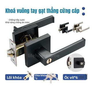 Khoá tròn tay gạt thẳng cứng cáp - Khóa  vuông tay nắm cửa 35-45mm,cho phòng tắm/cửa nhôm,gỗ