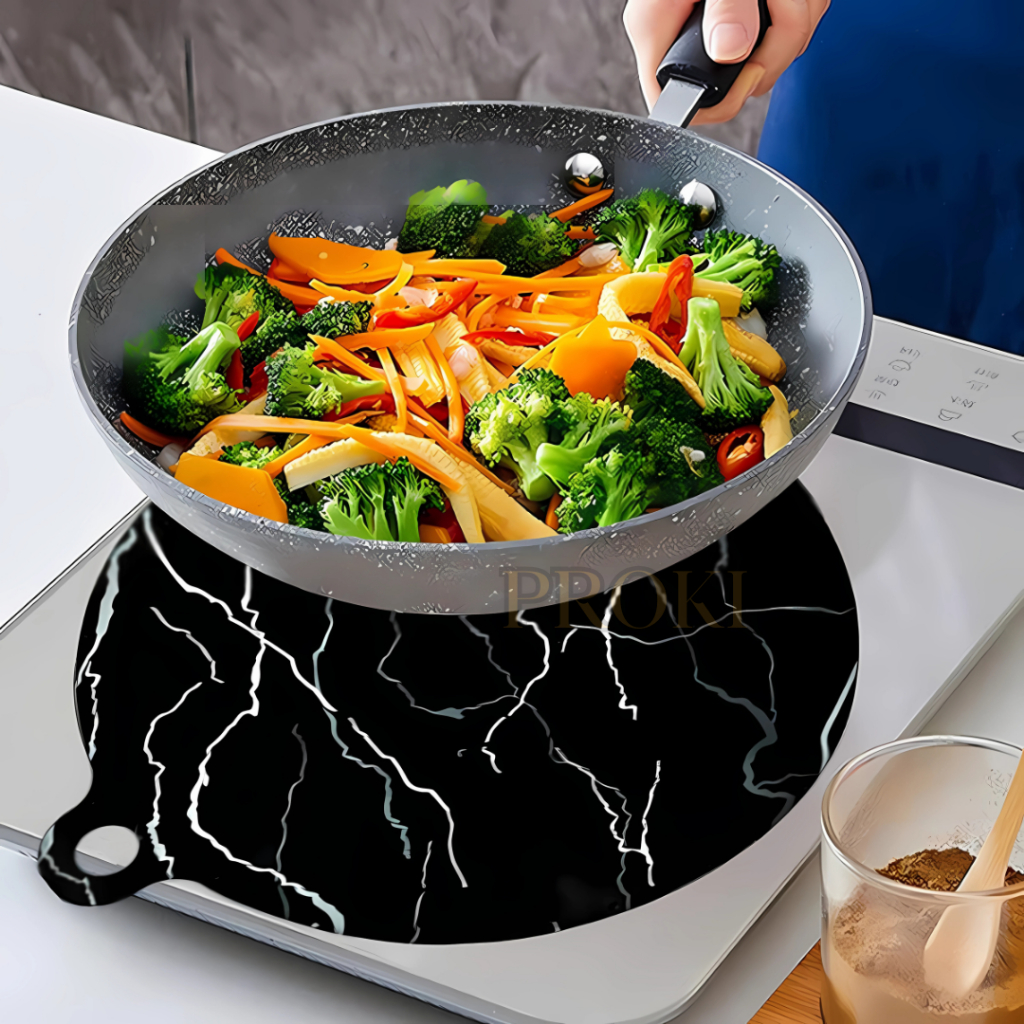 MIẾNG LÓT BẾP TỪ HOẠ TIẾT ĐÁ ĐEN CAO CẤP PROKI, KÍCH THƯỚC 22/24/26CM, CHỊU NHIỆT TỐT, CHỐNG XƯỚC BẾP TỪ HIỆU QUẢ