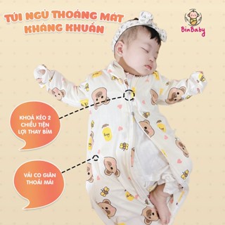 Túi ngủ cho bé - vải thông hơi, cotton tăm lạnh Bin Baby thoáng mát có bao tay giúp con ngủ ngon