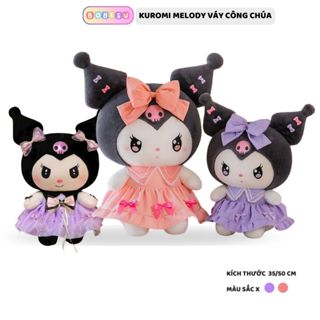 Gấu bông kuromi melody váy công chúa dễ thương, Thú nhồi bông my melody korumi đính nơ cao cấp làm quà tặng cho bé