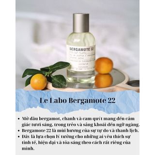 Nước Hoa Chiết 10ml Unisex Le Labo Bergamote 22 Hương Thơm Cuốn hút, Tinh tế, Sang trọng