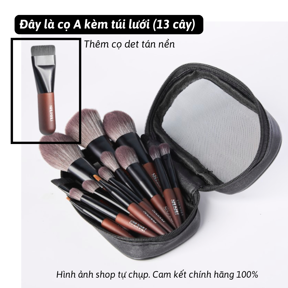 Bộ Cọ Trang Điểm Cá Nhân 12 Mini, 13 mini Thân Gỗ Chắc Chắn Kèm Theo Túi Đựng Tiện Lợi SHUSHU COSMETICS