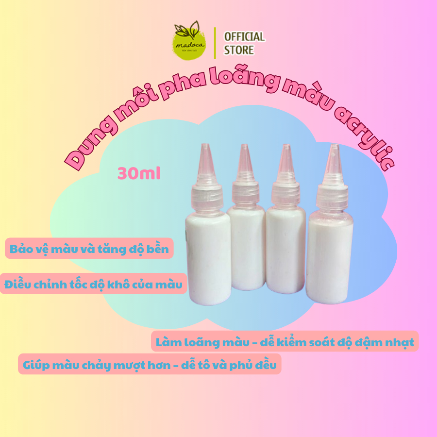 Dung môi pha loãng màu nước acrylic 30ml – Chống khô màu, giúp màu mịn mướt, dễ tô