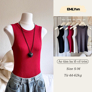  EMLYvn - Áo Ba Lỗ Nữ Cổ Tròn Sang Chảnh Form Ôm Body Áo Tank Top Tăm Gân Nữ Co Dãn 4 Chiều Basic 