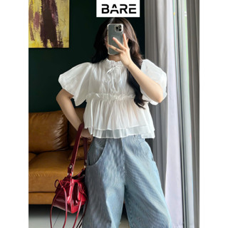 Bare_Áo Babydoll Kiểu Cúc Ngọc Tay Bồng Vải Voan Tơ, Áo IcyTop Nữ Thiết Kế Phong Cách Công Chúa_A526
