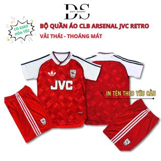 Quần Áo bóng đá CLB Arsenal JVC màu đỏ retro mùa giải 1990-1992 vải mè caro thái thấm hút mồ hôi
