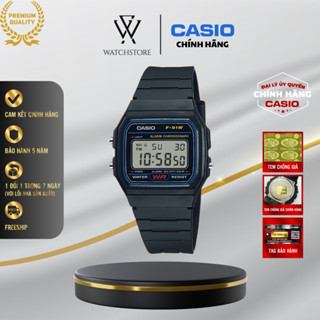 Đồng Hồ Điện Tử Nam Casio F-91W-1DG Mặt Kính Nhựa 35.2mm Vuông Chống Nước Dây Nhựa Kháng Nước Chính Hãng
