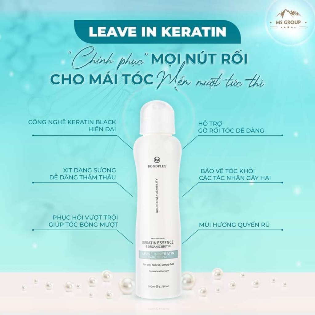 Xịt Dưỡng Tóc Keratin Bondplex, Bondplex Leave In Keratin Care Spray, xịt dưỡng gở rối tóc, cải thiệ