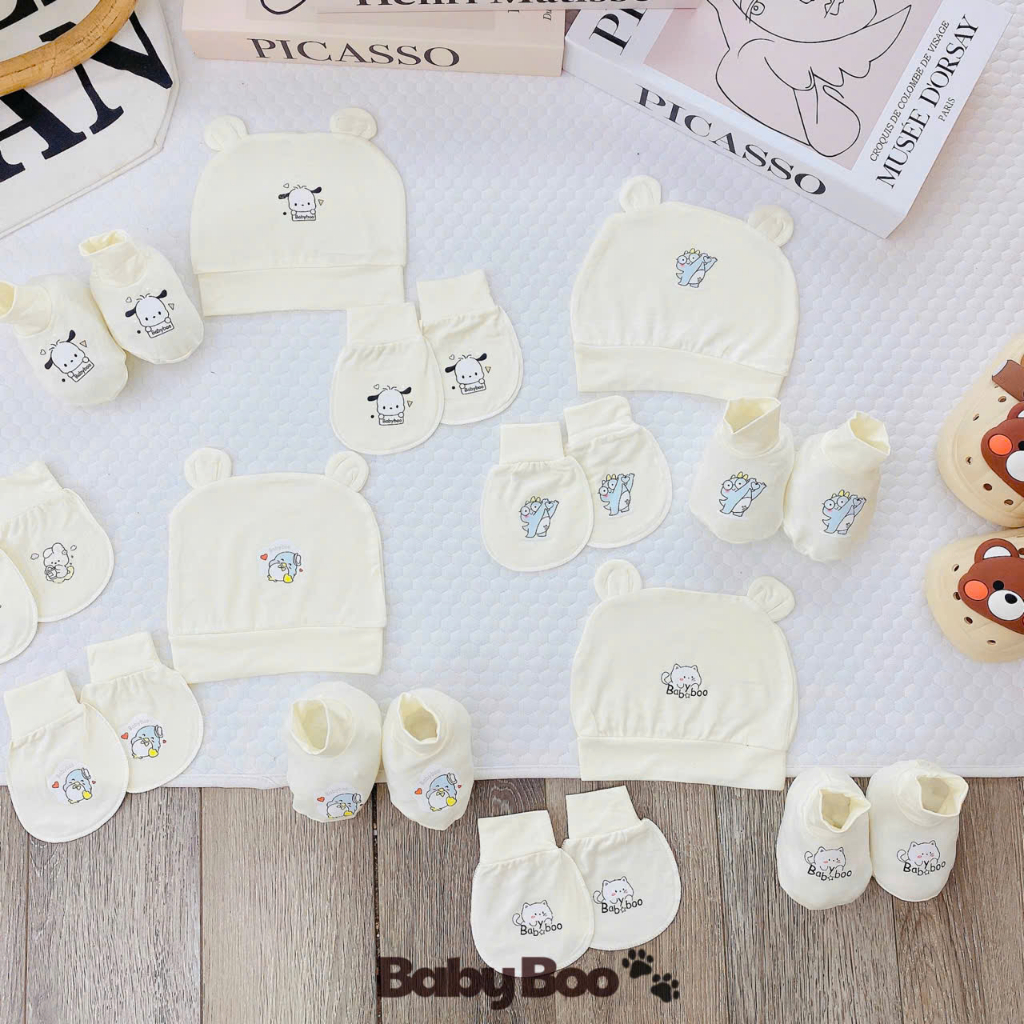 [Bảng trơn] MŨ, BAO TAY, BAO CHÂN CHẤT THUN LẠNH PETIT, BẢNG MÀU HÀN QUỐC MỀM, MÁT CHO BÉ SƠ SINH