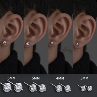 Khuyên tai bạc nam nụ đá nhiều size có kèm giấy GRA và thẻ đen Moissanite (1 chiếc) | GEMY SILVER KN117