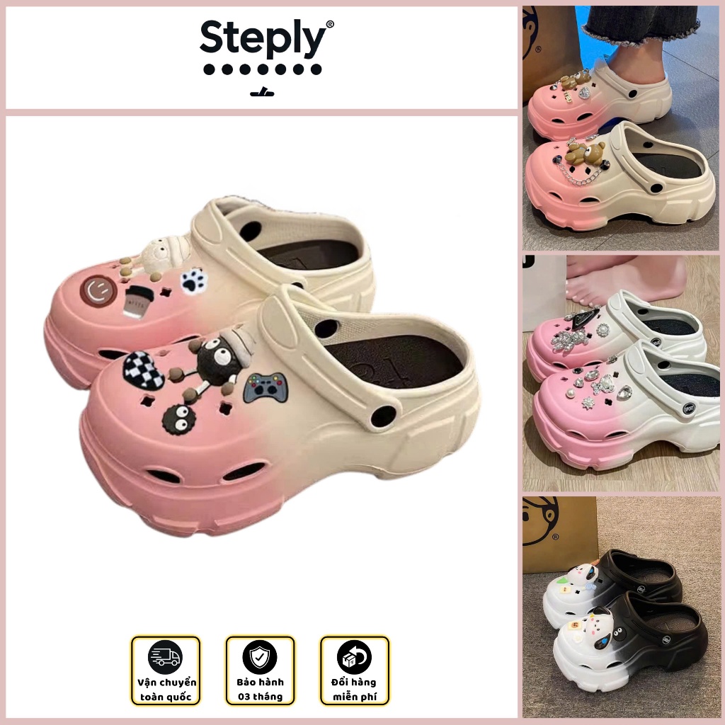 Dép Crocs Nữ Steply Tăng Chiều Cao Chống Trơn Trượt Phối 2 Màu Cá Tính Phong Cách Mới 2025 Crocs06