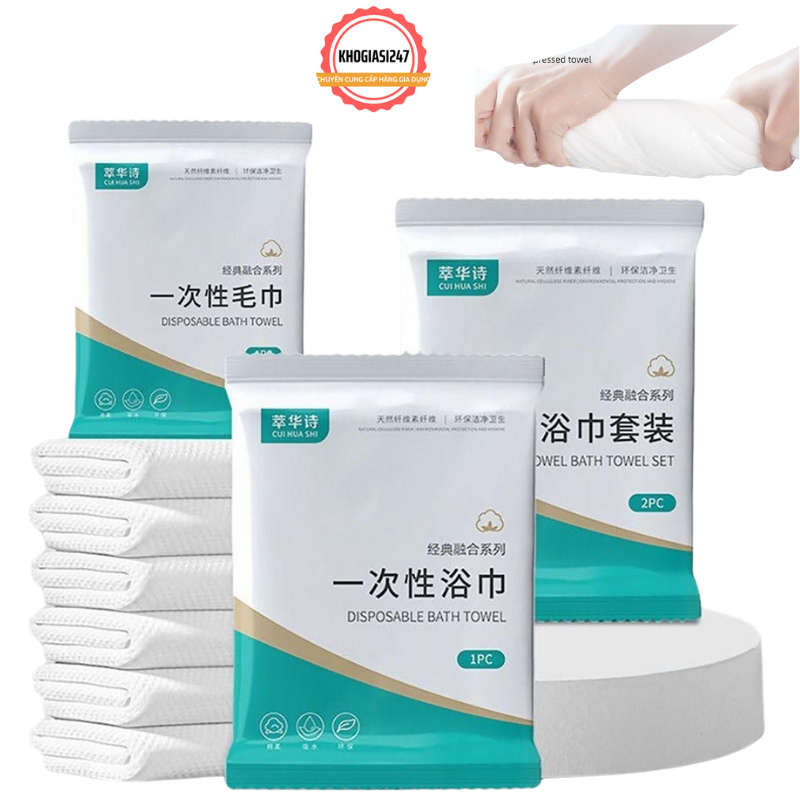 Khăn Tắm Đi Biển Dùng 1 Lần Siêu Thấm Hút Chất Vải Cotton Dày, Mềm Mại, Không Gây Kích Ứng Da