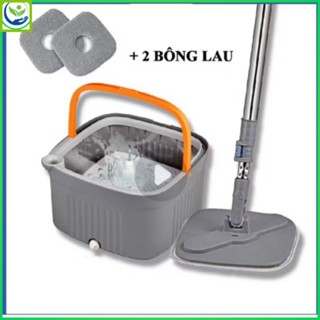 NPPPD.Bộ Cây Lau Nhà 360 Độ vuông Tự Vắt 2 Ngăn Tách Nước Bẩn kèm xô và khăn