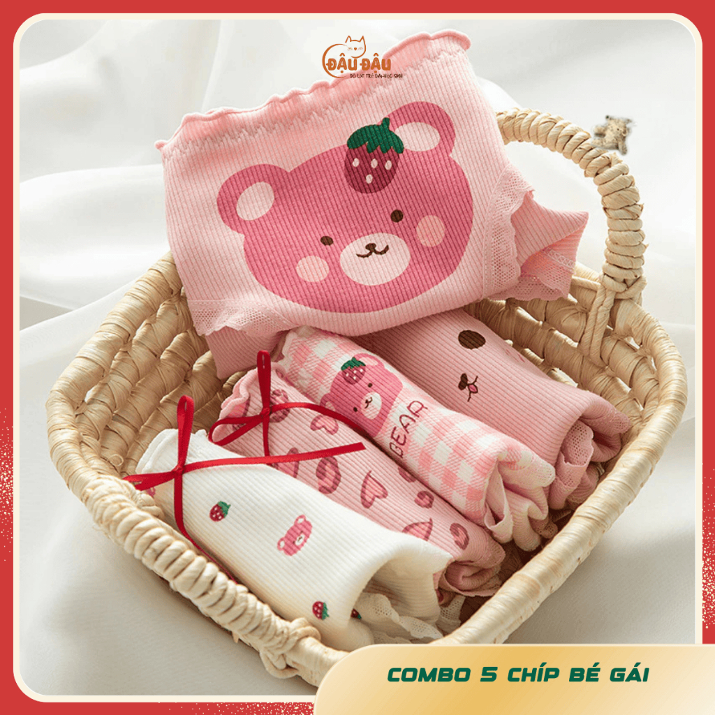 Sét 5 quần lót tam giác cho bé gái size đại combo 5 quần chip nữ sinh size lớn từ 30 đến 50kg