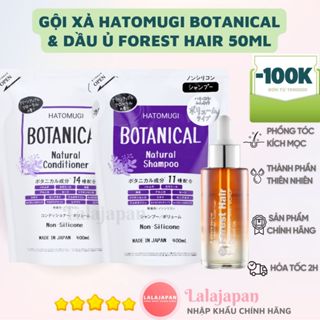 Combo Gội xả Hatomugi Botanical Nhật Bản và Dầu Ủ Forest Hair Kiềm dầu phồng tóc và kích mọc tóc