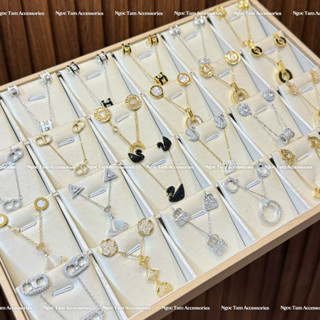   Set 2 món  Dây chuyền vòng cổ titan không han gỉ + Khuyên tai thời trang xinh 