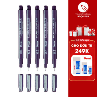 Bút line đi nét vẽ kỹ thuật Pentel chuyên dụng cỡ ngòi 0.05,0.1,0.3,0.5,0.8mm S20P văn phòng phẩm Ngọc Linh