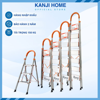Thang nhôm ghế KANJI bản to 3,4,5,6,7, bậc cao 0,74-1,72M, Khung Inox cao cấp dàn dặn chống gỉ sét